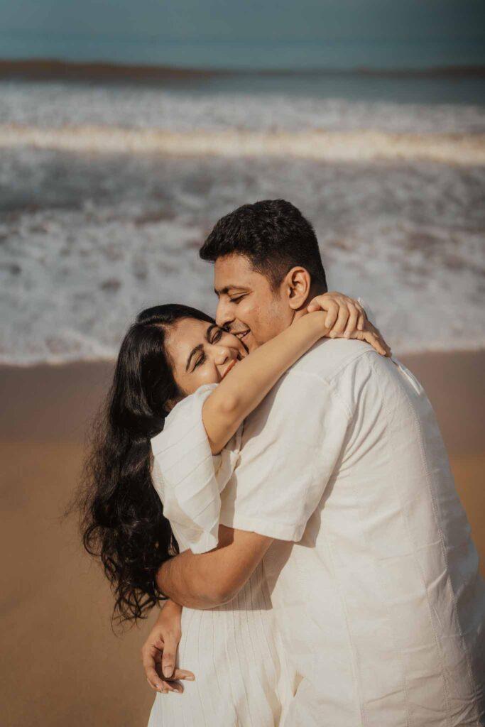 A candid moment of a bride and groom laughing together during their documentary-style wedding ceremony, captured naturally by KB Studio Productions.