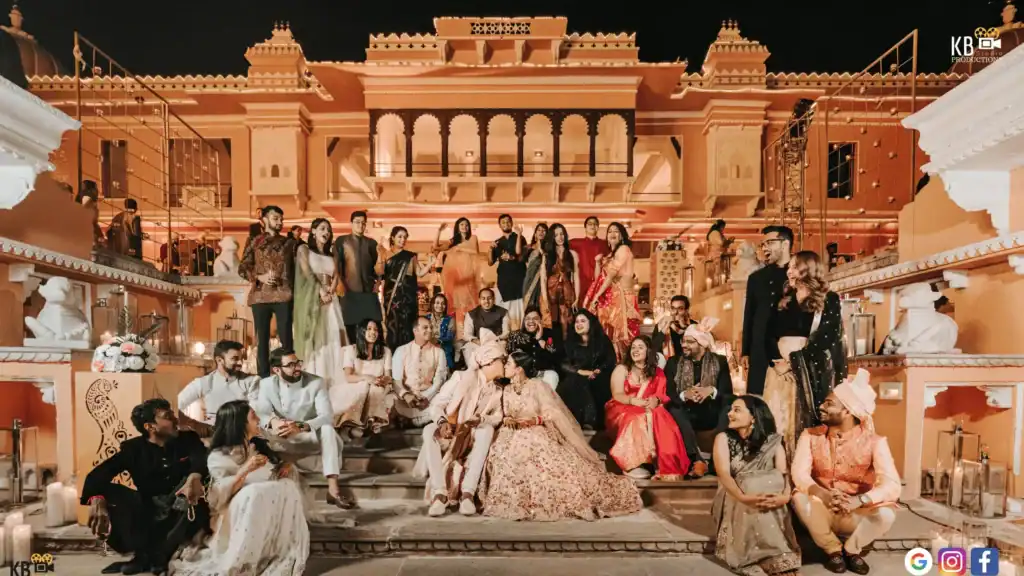 Bride and groom captured during a royal wedding ceremony in Udaipur by KB Studio Productions, featuring City Palace backdrop and candid emotions