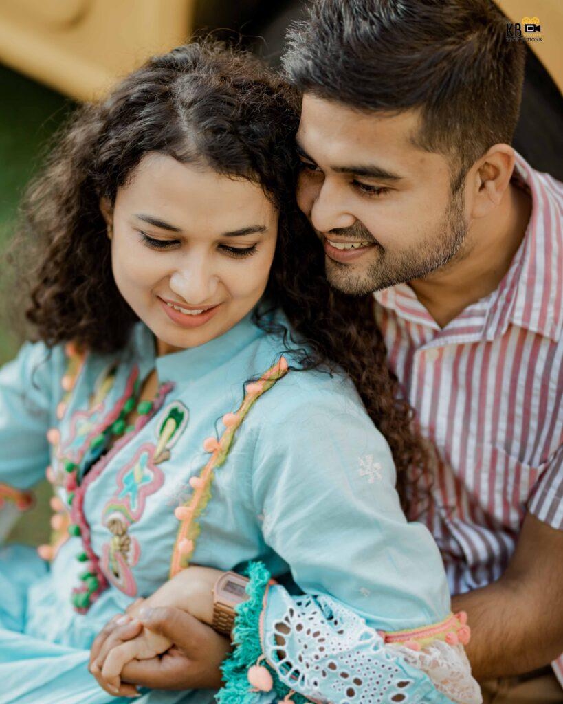 Emotional close-up of couple hugging during Goa pre wedding shoot