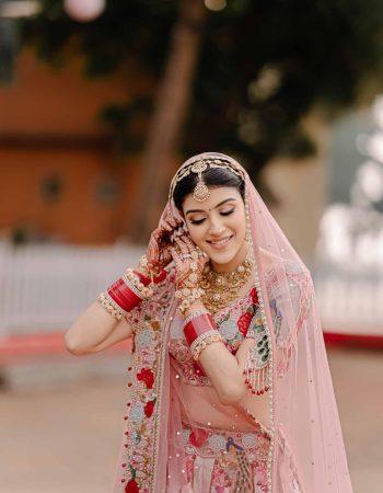 Indian bride solo portrait with wedding lehenga by KB Studio
