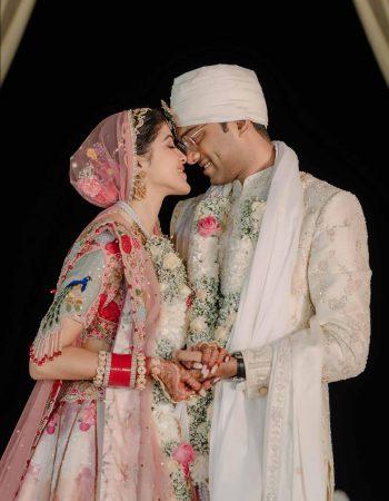 Indian bride and groom in traditional attire during a luxury destination wedding, captured by KB Studio Productions with cinematic elegance