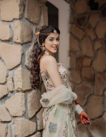 Beautiful bride portrait captured during a traditional wedding in Delhi by professional wedding photographers.