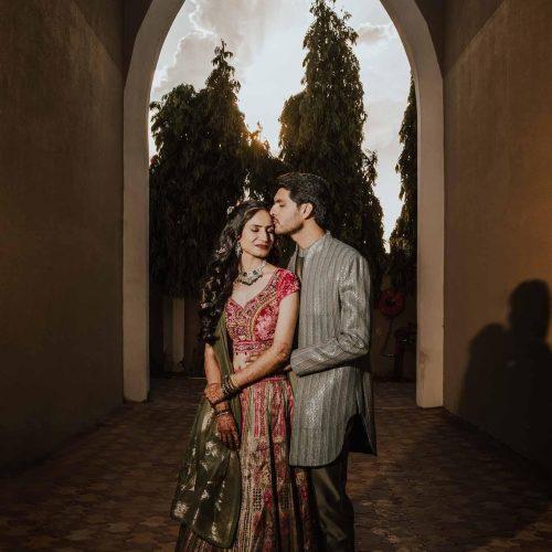 Romantic candid couple portrait by wedding photographer in Delhi NCR – KB Studio Productions