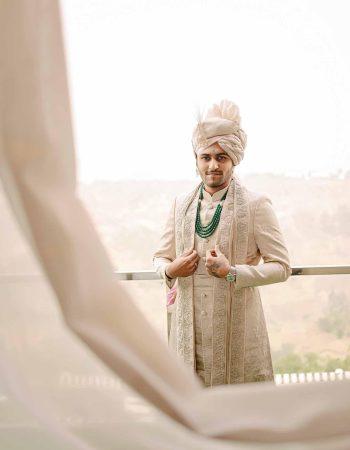 Stylish groom portrait captured by KB Studio Productions, expert wedding photographer in Gurugram